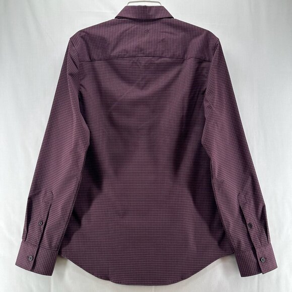 Calvin Klein Shirt Mens Size S Move 365 Graph Check Long Sleeve Burgundy - Picture 2 of 11